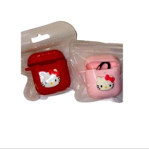 Two Hello Kitty Apple AirPod cases
